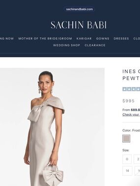 Sachin + Babi One-Shoulder Pewter Satin Evening Dress with matching Hug Shawl!